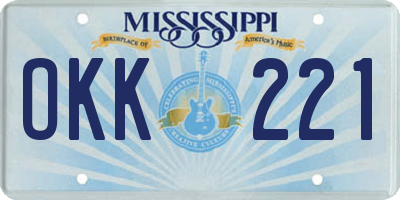 MS license plate OKK221