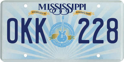 MS license plate OKK228