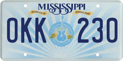 MS license plate OKK230
