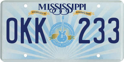 MS license plate OKK233