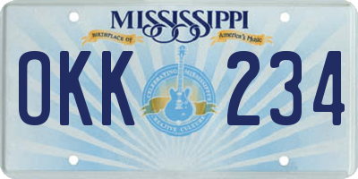 MS license plate OKK234