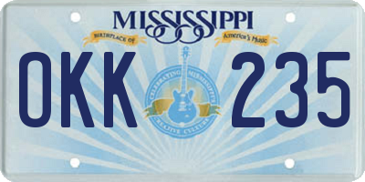 MS license plate OKK235