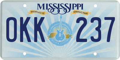 MS license plate OKK237