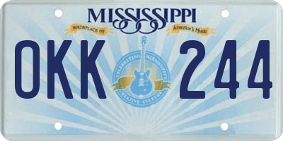 MS license plate OKK244