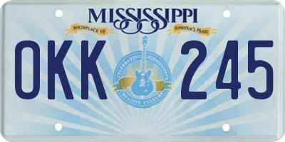 MS license plate OKK245