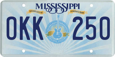MS license plate OKK250
