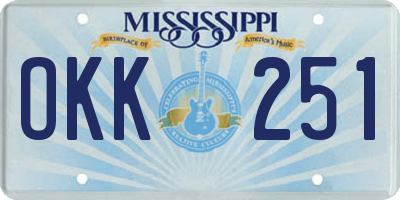 MS license plate OKK251