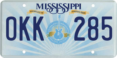 MS license plate OKK285