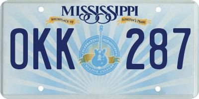 MS license plate OKK287