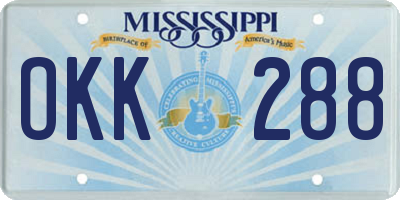 MS license plate OKK288