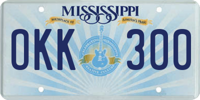 MS license plate OKK300