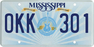 MS license plate OKK301