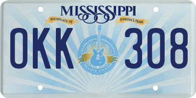 MS license plate OKK308
