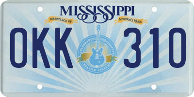MS license plate OKK310