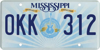 MS license plate OKK312