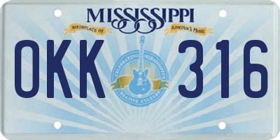 MS license plate OKK316