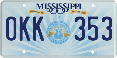 MS license plate OKK353