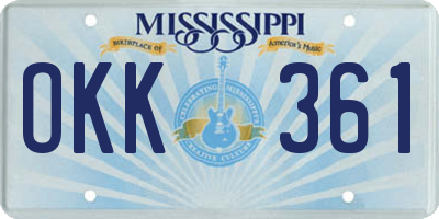 MS license plate OKK361