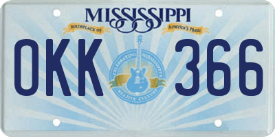 MS license plate OKK366