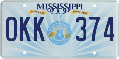 MS license plate OKK374