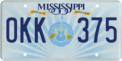 MS license plate OKK375
