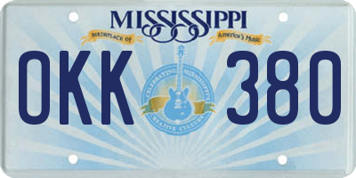 MS license plate OKK380
