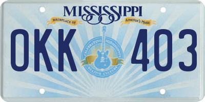 MS license plate OKK403