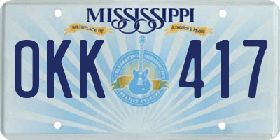 MS license plate OKK417