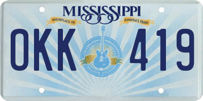 MS license plate OKK419