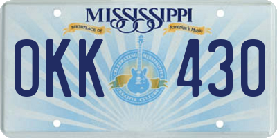 MS license plate OKK430