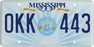 MS license plate OKK443