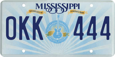 MS license plate OKK444
