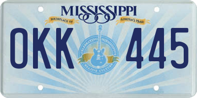MS license plate OKK445