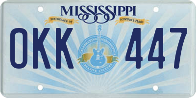 MS license plate OKK447