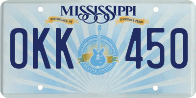MS license plate OKK450