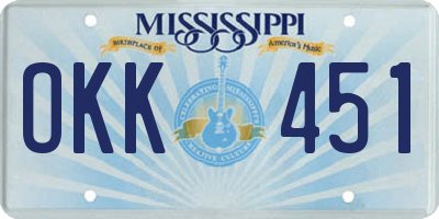 MS license plate OKK451