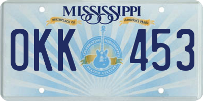 MS license plate OKK453
