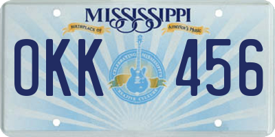 MS license plate OKK456