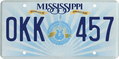 MS license plate OKK457