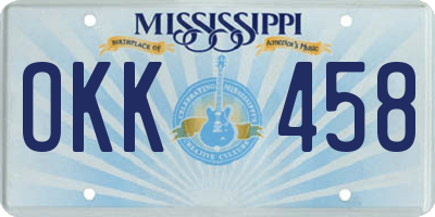 MS license plate OKK458