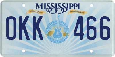 MS license plate OKK466