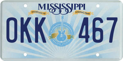 MS license plate OKK467