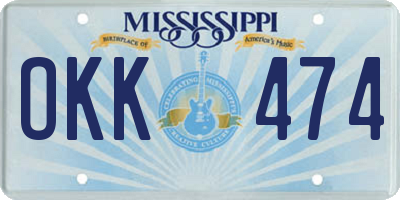 MS license plate OKK474