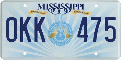 MS license plate OKK475