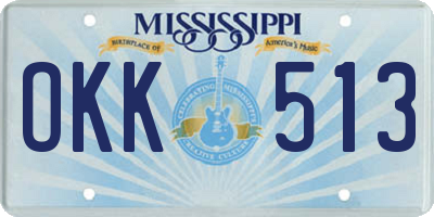 MS license plate OKK513