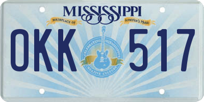 MS license plate OKK517