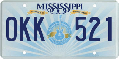 MS license plate OKK521