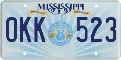 MS license plate OKK523