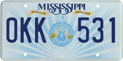 MS license plate OKK531