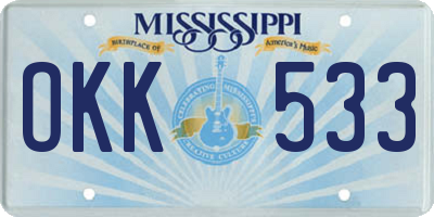 MS license plate OKK533